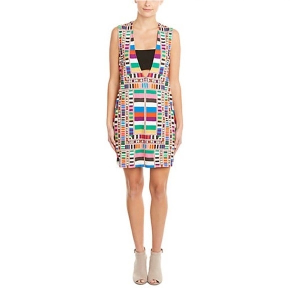 Mara Hoffman multi color bandeau shift block mini dress Small sleeveless